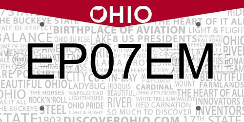 EP07EM Ohio License Plate