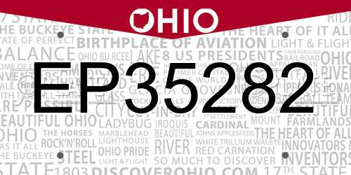 EP35282 Ohio License Plate