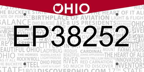 EP38252 Ohio License Plate