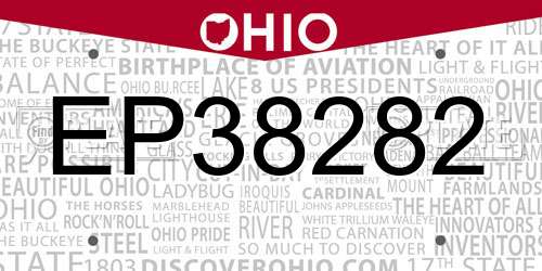 EP38282 Ohio License Plate