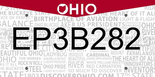 EP3B282 Ohio License Plate