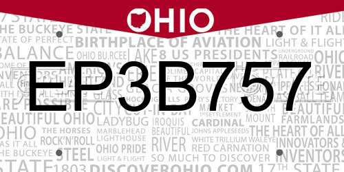 EP3B757 Ohio License Plate