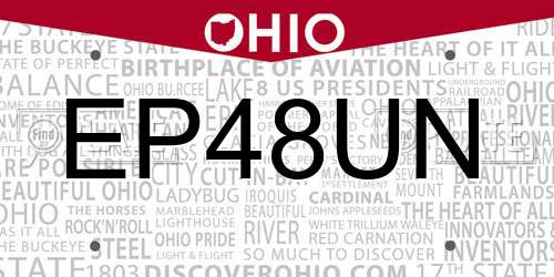 EP48UN Ohio License Plate