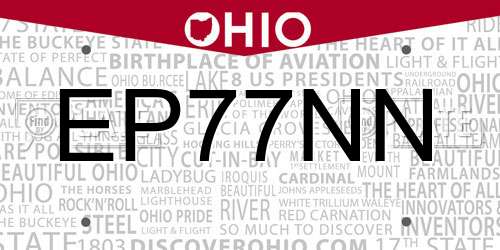 EP77NN Ohio License Plate