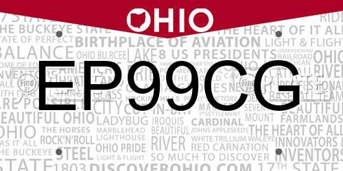 EP99CG Ohio License Plate
