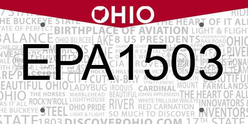 EPA1503 Ohio License Plate