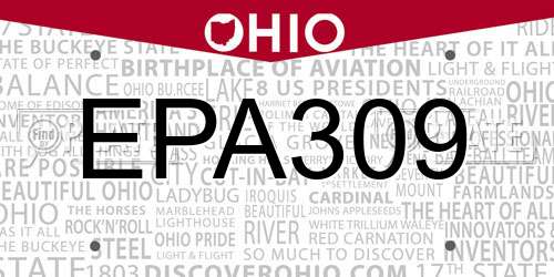 EPA309 Ohio License Plate