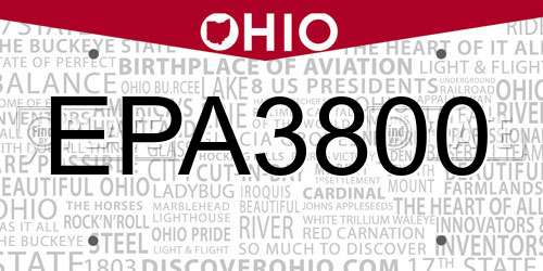 EPA3800 Ohio License Plate