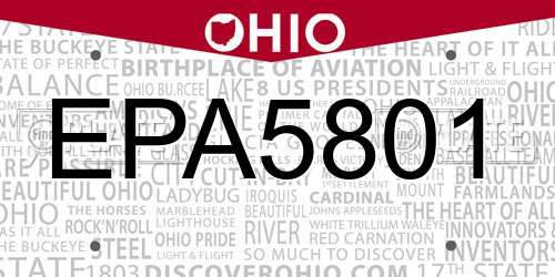 EPA5801 Ohio License Plate