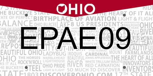 EPAE09 Ohio License Plate