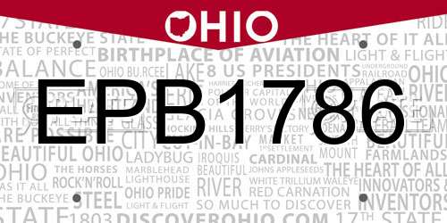 EPB1786 Ohio License Plate