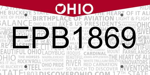 EPB1869 Ohio License Plate