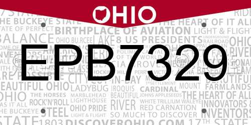 EPB7329 Ohio License Plate