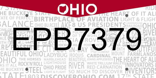EPB7379 Ohio License Plate