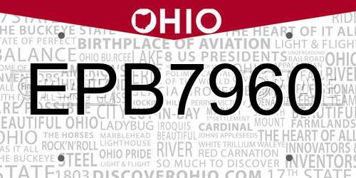 EPB7960 Ohio License Plate