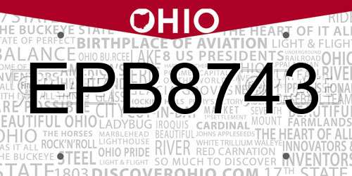 EPB8743 Ohio License Plate