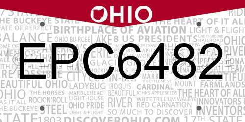 EPC6482 Ohio License Plate
