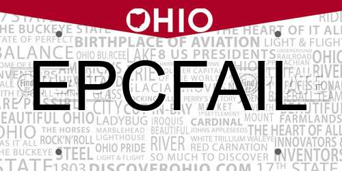 EPCFAIL Ohio License Plate