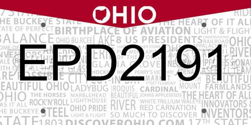 EPD2191 Ohio License Plate