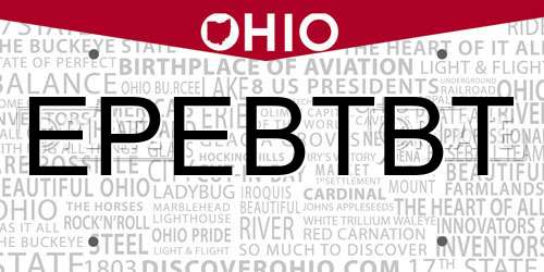 EPEBTBT Ohio License Plate