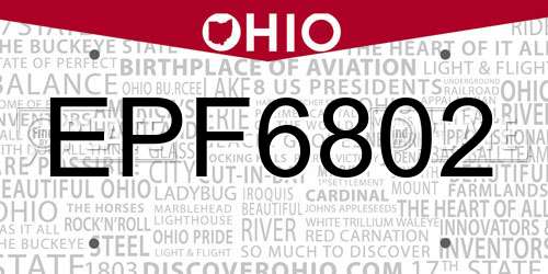 EPF6802 Ohio License Plate
