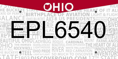 EPL6540 Ohio License Plate