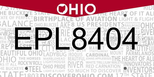 EPL8404 Ohio License Plate