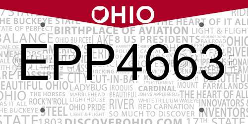 EPP4663 Ohio License Plate