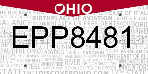 EPP8481 Ohio License Plate