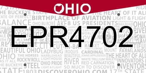 EPR4702 Ohio License Plate