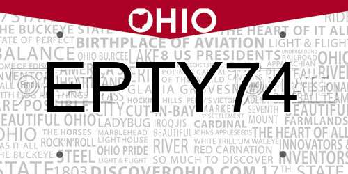 EPTY74 Ohio License Plate