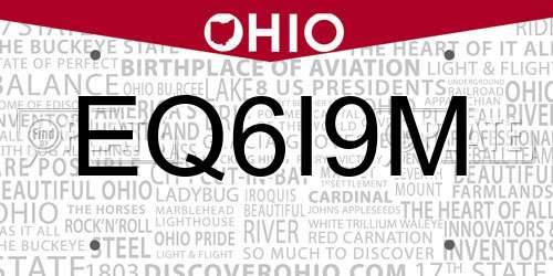 EQ6I9M Ohio License Plate