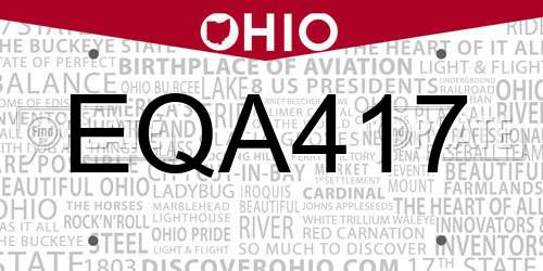 EQA417 Ohio License Plate