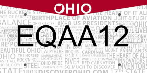 EQAA12 Ohio License Plate