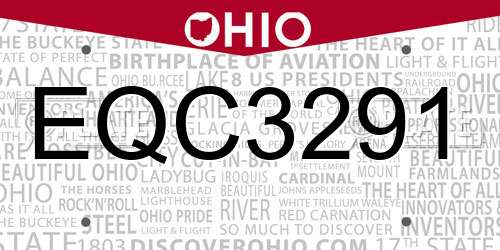EQC3291 Ohio License Plate