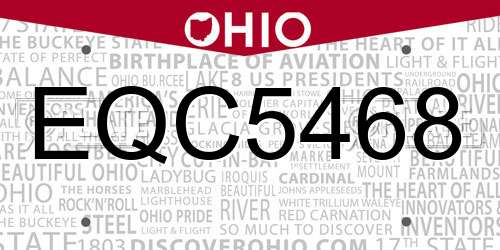 EQC5468 Ohio License Plate