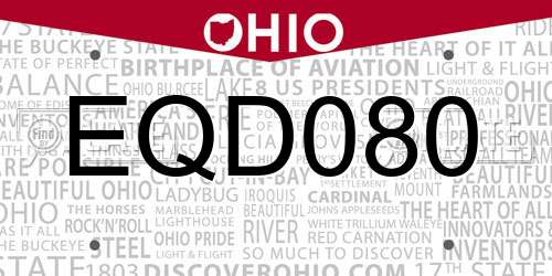 EQD080 Ohio License Plate