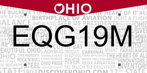 EQG19M Ohio License Plate