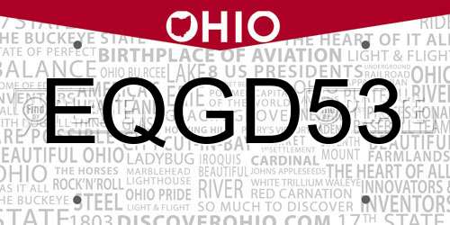 EQGD53 Ohio License Plate