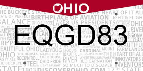 EQGD83 Ohio License Plate