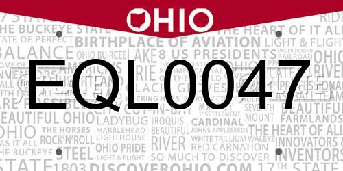 EQL0047 Ohio License Plate