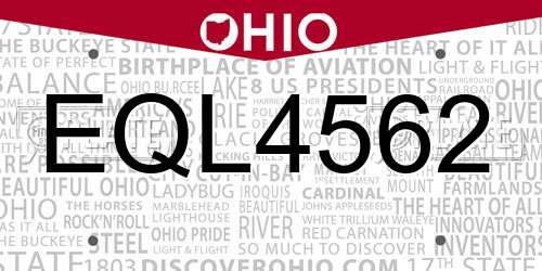 EQL4562 Ohio License Plate