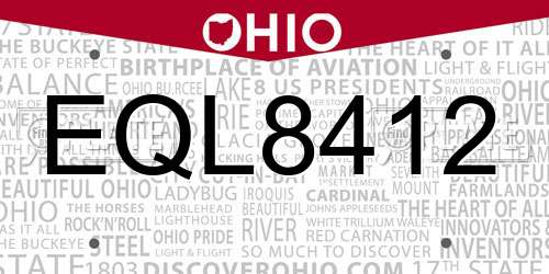EQL8412 Ohio License Plate