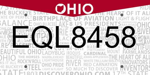 EQL8458 Ohio License Plate