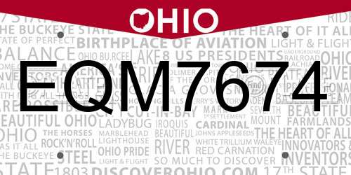 EQM7674 Ohio License Plate