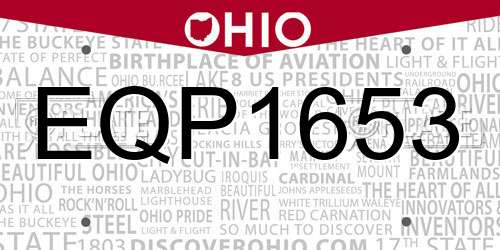 EQP1653 Ohio License Plate