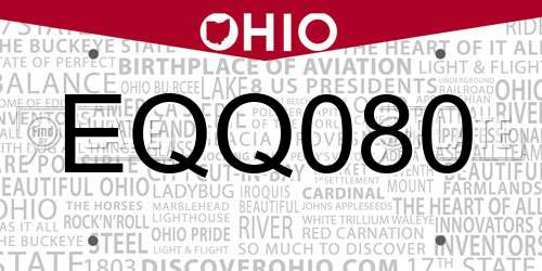 EQQ080 Ohio License Plate