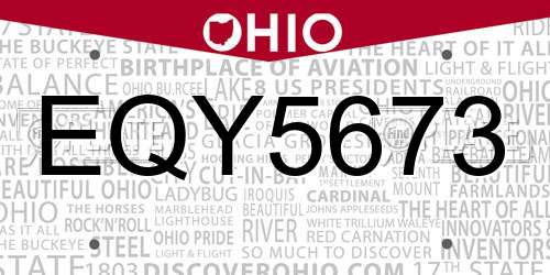 EQY5673 Ohio License Plate