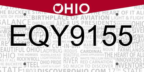 EQY9155 Ohio License Plate