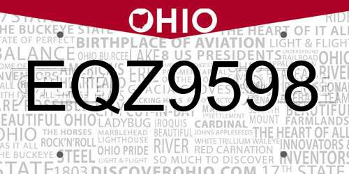 EQZ9598 Ohio License Plate